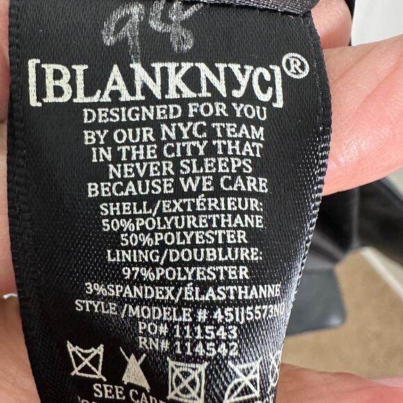 Blank NYC Jacket Womens Large Black Faux Leather Long Double Breasted L21103 - Picture 5 of 6